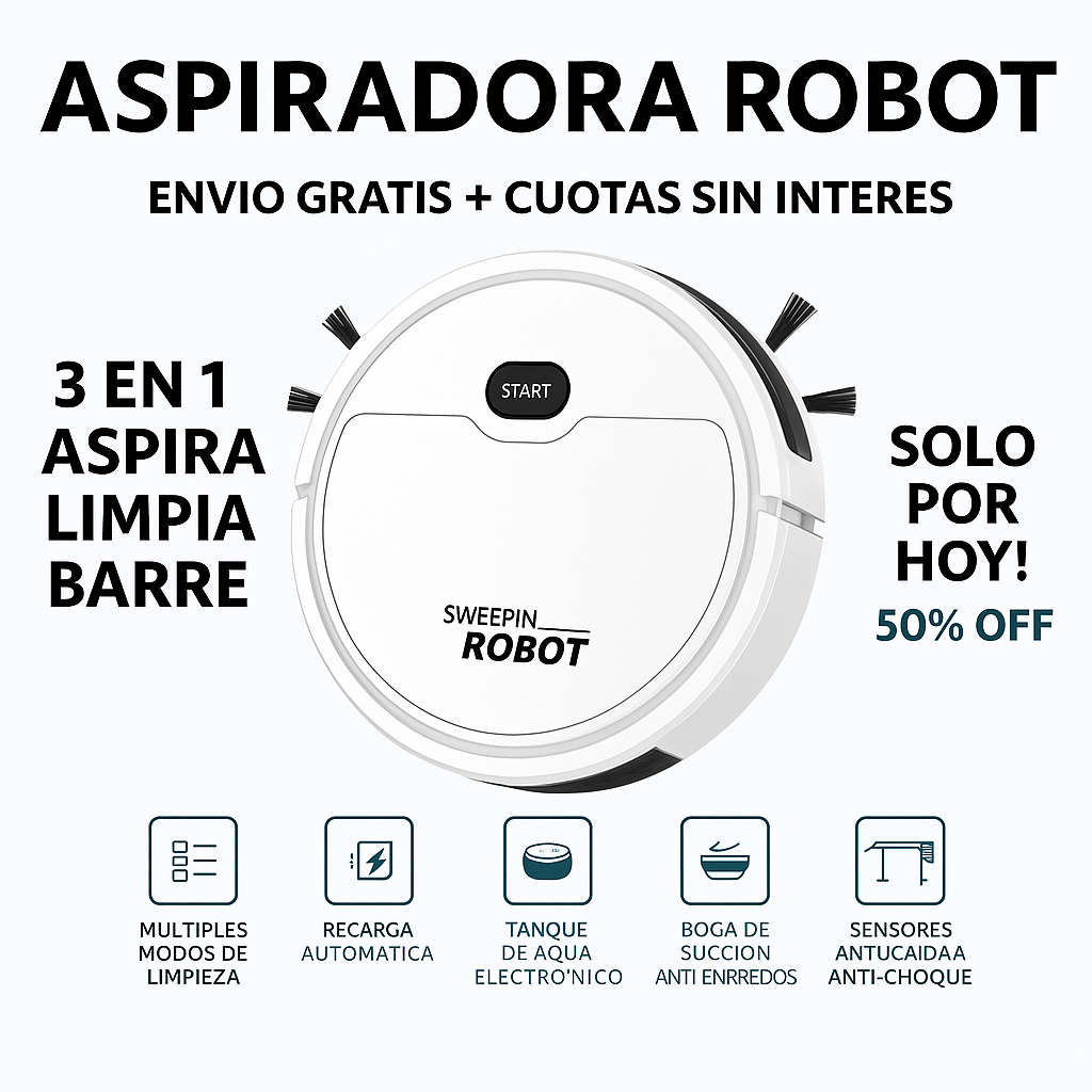 Aspiradora Robot 3 en 1 - 50% OFF ESTA SEMANA