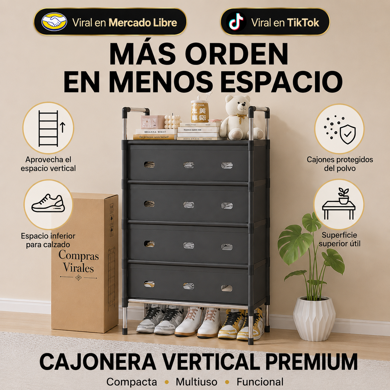 Zapatero Organizador Vertical Premium™ | 5 Niveles