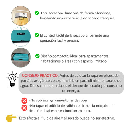 Secador De Ropa Colgante Portátil y Plegable Premium