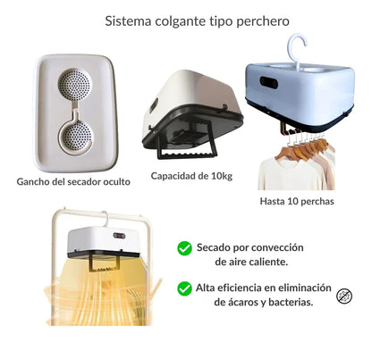 Secador De Ropa Colgante Portátil y Plegable Premium