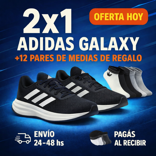 2X1 ADIDAS: 1 PAR DE ZAPATILLAS GALAXY + 12 MEDIAS DE REGALO