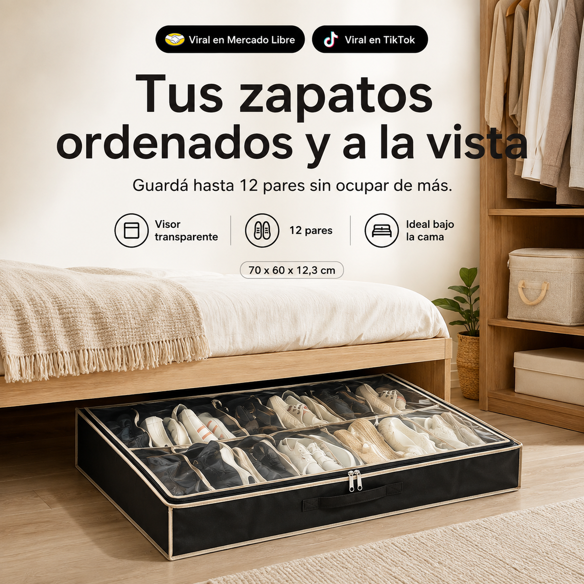 Zapatero Organizador Bajo Cama