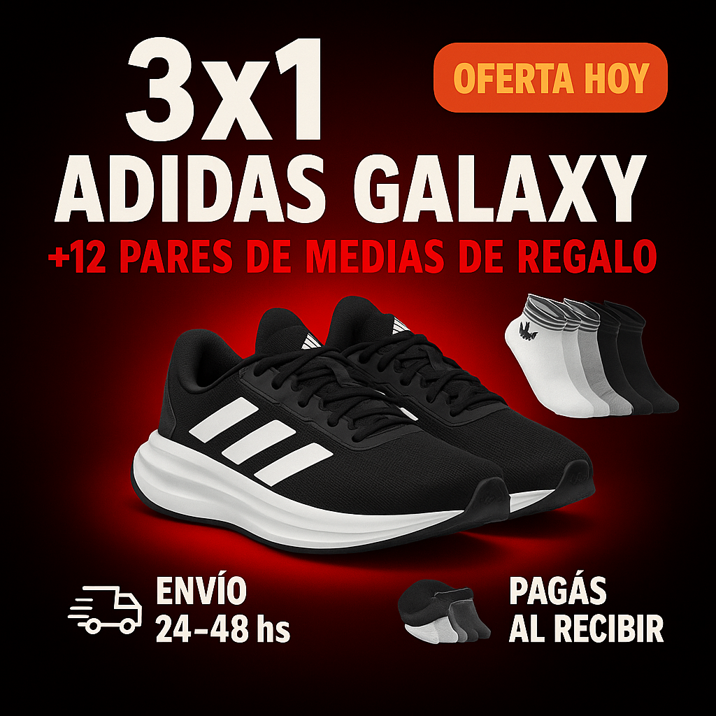 3X1 ADIDAS: 3 PARES DE GALAXY AL PRECIO DE UNO+12 MEDIAS DE REGALO