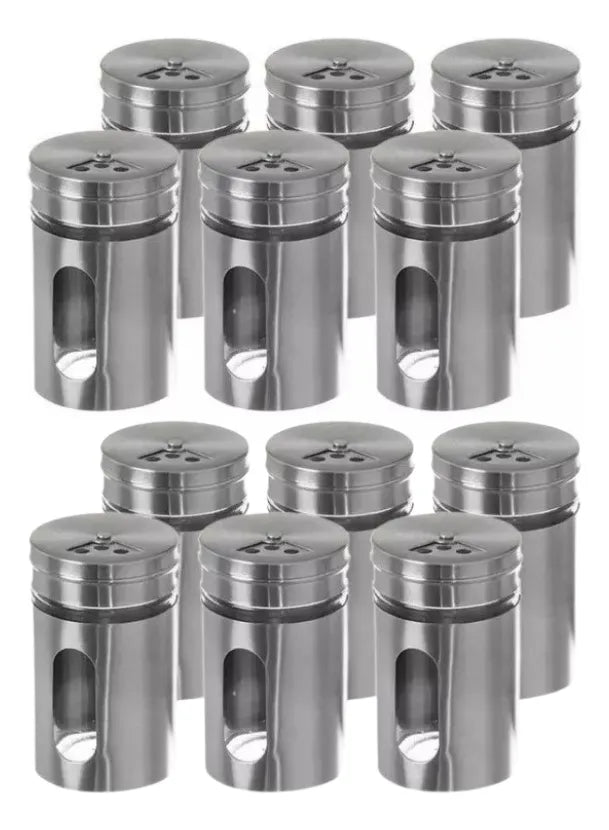 Pack X12 Frascos Especieros Condimenteros Acero Inoxidable