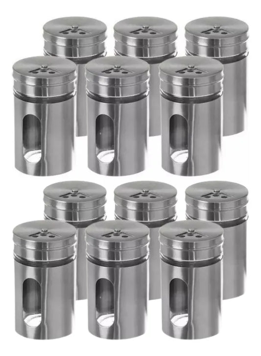 Pack X12 Frascos Especieros Condimenteros Acero Inoxidable